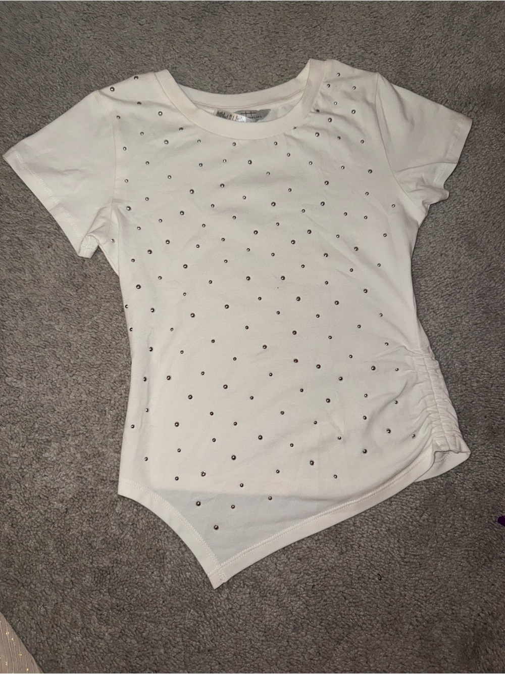 Habitual Cream Short-Sleeve Tee with Rhinestone Dots